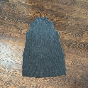 Theory Charcoal Gray Ribbed Sleeveless Turtleneck Sweater